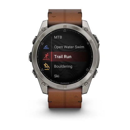 Fenix 8 51mm, AMOLED Sapphire, Titanium with Chestnut Leather Band