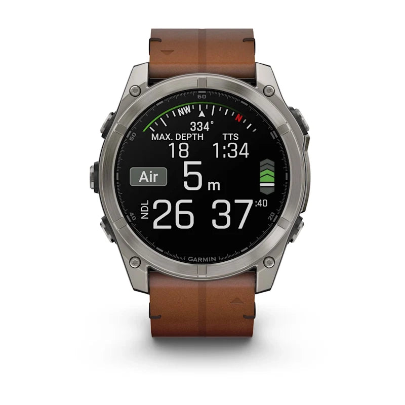 Fenix 8 51mm, AMOLED Sapphire, Titanium with Chestnut Leather Band