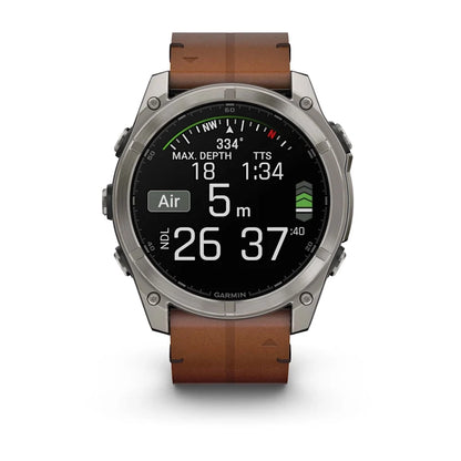 Fenix 8 51mm, AMOLED Sapphire, Titanium with Chestnut Leather Band