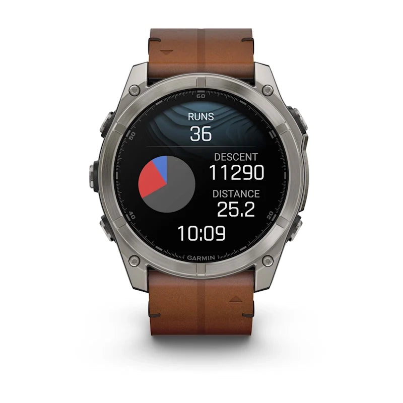 Fenix 8 51mm, AMOLED Sapphire, Titanium with Chestnut Leather Band