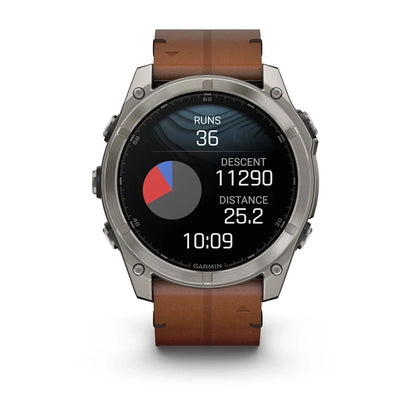 Fenix 8 51mm, AMOLED Sapphire, Titanium with Chestnut Leather Band