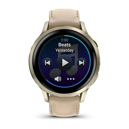 Garmin Venu 4 41MM Lunar Gold with Sandy Beige Leather Band Smart Watch