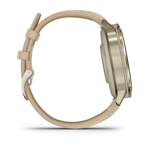Garmin Venu 4 41MM Lunar Gold with Sandy Beige Leather Band Smart Watch