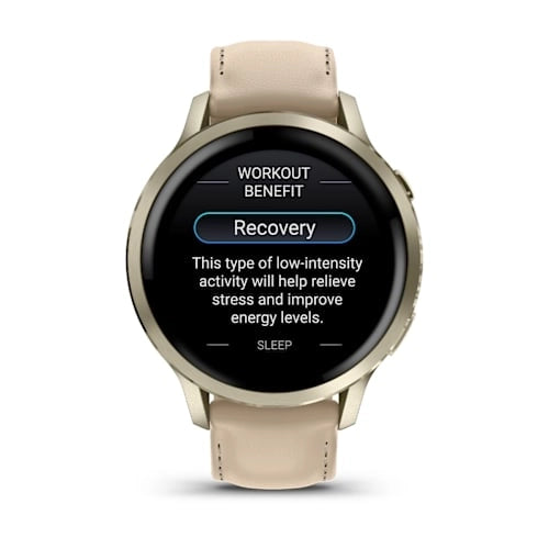Garmin Venu 4 41MM Lunar Gold with Sandy Beige Leather Band Smart Watch