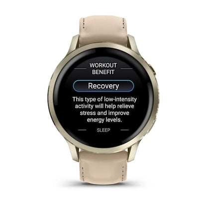 Garmin Venu 4 41MM Lunar Gold with Sandy Beige Leather Band Smart Watch