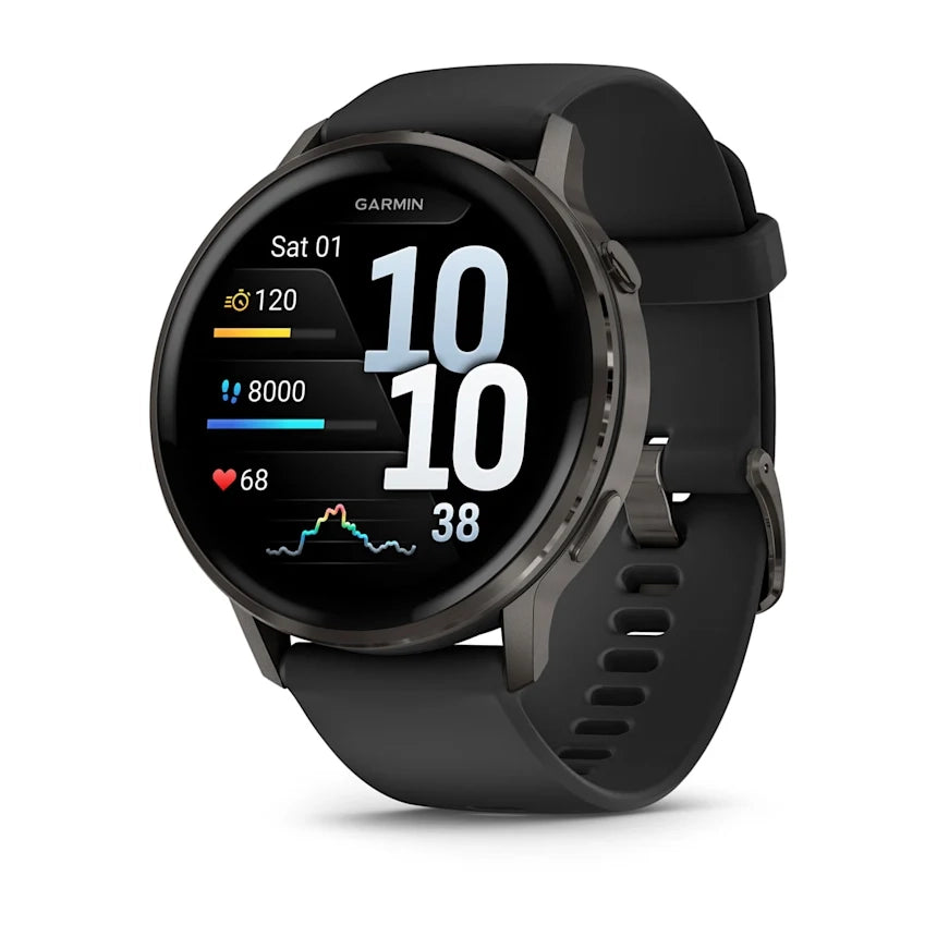 Garmin Venu 4 45MM Slate with Black Silicone Band Smart Watch