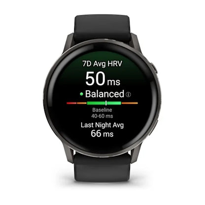 Garmin Venu 4 45MM Slate with Black Silicone Band Smart Watch