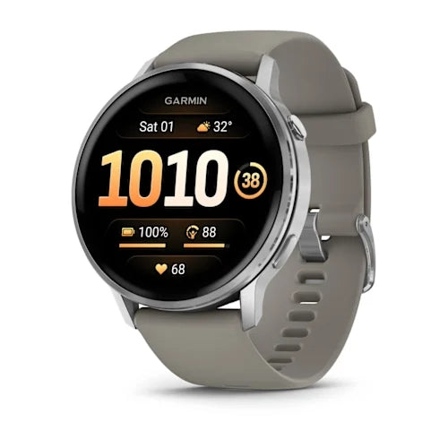 Garmin Venu 4 45MM Silver with Silver Gray Silicone Band Smart Watch