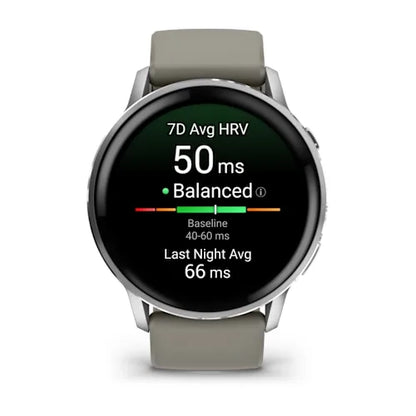 Garmin Venu 4 45MM Silver with Silver Gray Silicone Band Smart Watch