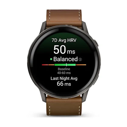 Garmin Venu 4 45MM Slate with Black Silicone Band and Brown Leather Band