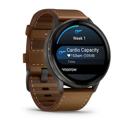Garmin Venu 4 45MM Slate with Black Silicone Band and Brown Leather Band