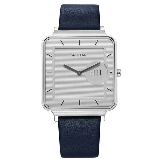 Titan watch with blue strap on a white background