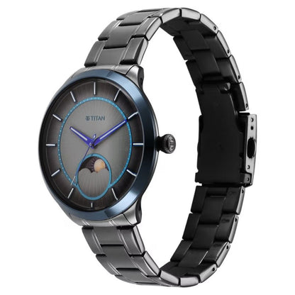 Titan Caelum Sun Moon Sub-Dial in Gunmetal Grey Stellar Edition Men Watch 10028KM01