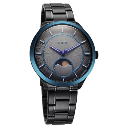 Titan Caelum Sun Moon Sub-Dial in Gunmetal Grey Stellar Edition Men Watch 10028KM01