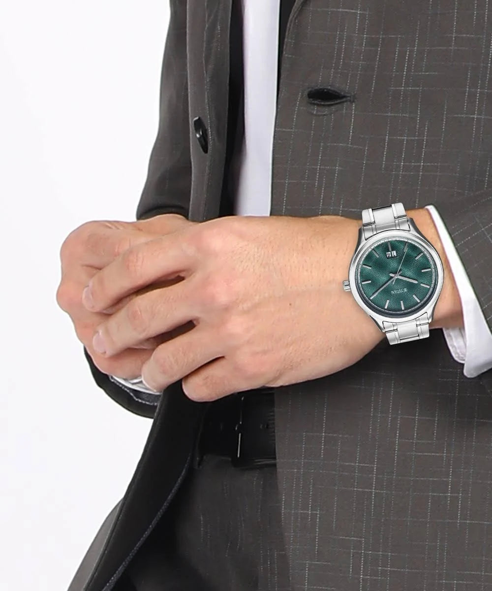 Titan Palette Of Time Quartz Analog with Date Green Dial Men Watch 10033SM03