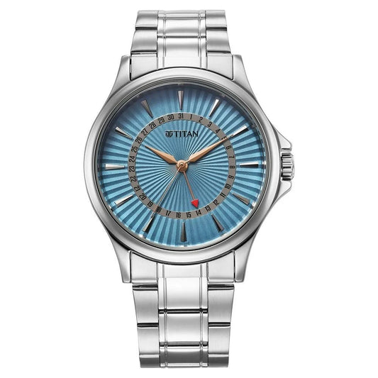 Titan Karishma Quartz Analog with Date Blue Dial Watch For Men 10038SM01