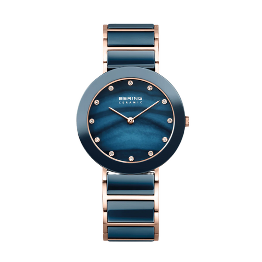 Bering Ceramic Blue Dial Analog Watch For Women 11435-767