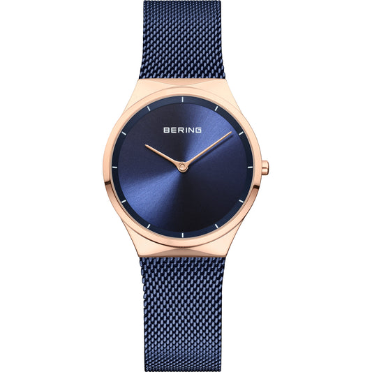 Bering Classic Round Quartz Blue Dial Analog Women Watch 12131-367