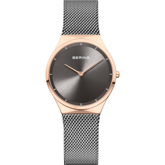 Bering Grey Dial Analog Stainless Steel Watch For Women 12131-368