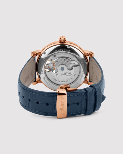 Britime Jupiter Men Automatic Blue Dial Analog Leather Strap Watch 127-L30507