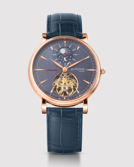 Britime Jupiter Men Automatic Blue Dial Analog Leather Strap Watch 127-L30507