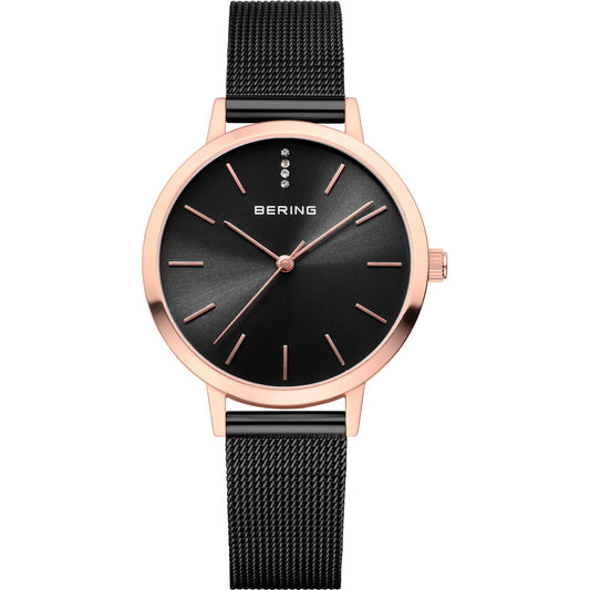 Bering Classic Quartz Black Dial Analog Women's Watch 13434-166
