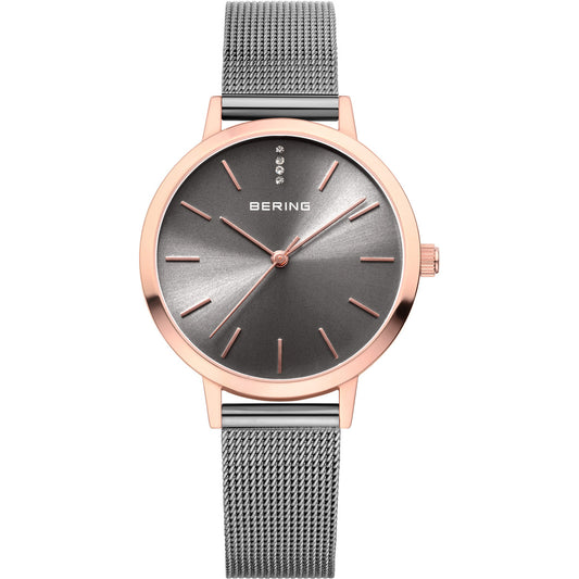 Bering Classic Grey Dial Analog Stainless Steel Women's Watch 13434-369