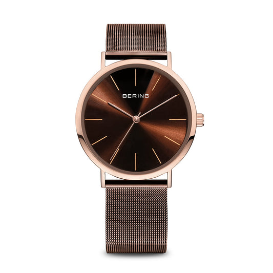 Bering Brown Dial Analog Stainless Steel Watch For Women 13436-265