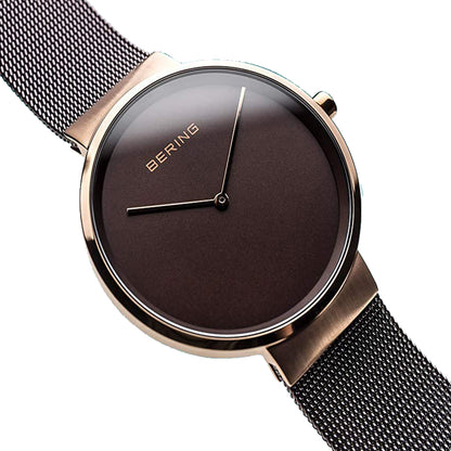Bering Classic Brown Dial Analog Stainless Steel Watch For Men 14539-262