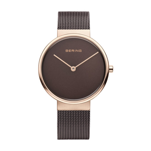 Bering Classic Brown Dial Analog Stainless Steel Watch For Men 14539-262