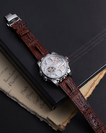 Britime Era Men Automatic Silver Dial Analog Leather Strap Watch 147-L10308