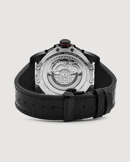 Britime Era Men Automatic Black Dial Analog Leather Strap Watch 147-L40406