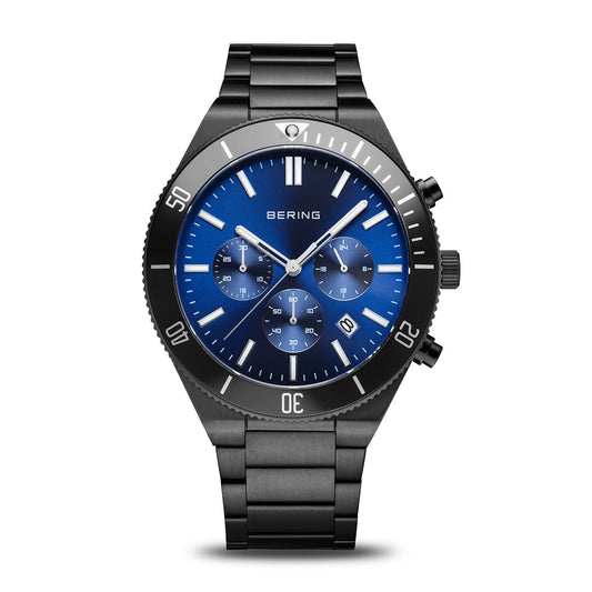 Bering Classic Blue Dial Chronograph Watch For Men 15043-727
