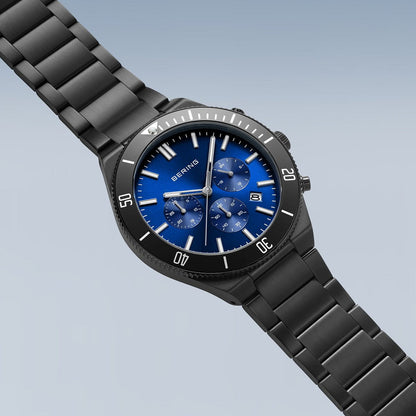 Bering Classic Blue Dial Chronograph Watch For Men 15043-727