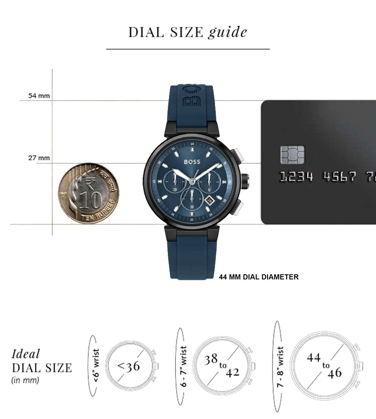 1513998 HUGO BOSS Chronograph 44mm Round Blue Dial Watch Men Sai Creations Watches