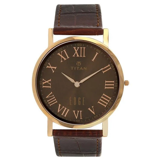 Titan Edge Quartz Analog Brown Roman Numerals Dial Men's Watch - NT1595WL03