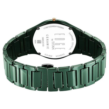 Titan Edge Bicolour Quartz Analog Green Dial And Green Ceramic Strap Watch For Men 1696KC10