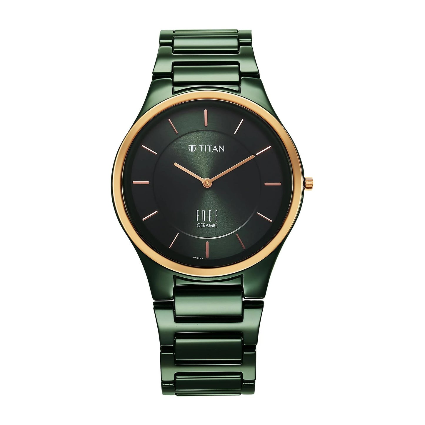 Titan Edge Bicolour Quartz Analog Green Dial And Green Ceramic Strap Watch For Men 1696KC10