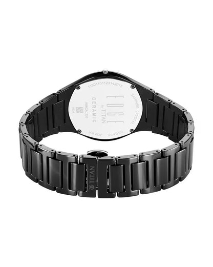 Titan Edge Ceramic Quartz in Glossy Black with Diamonds and Black Dial Men Watch 1696NC12
