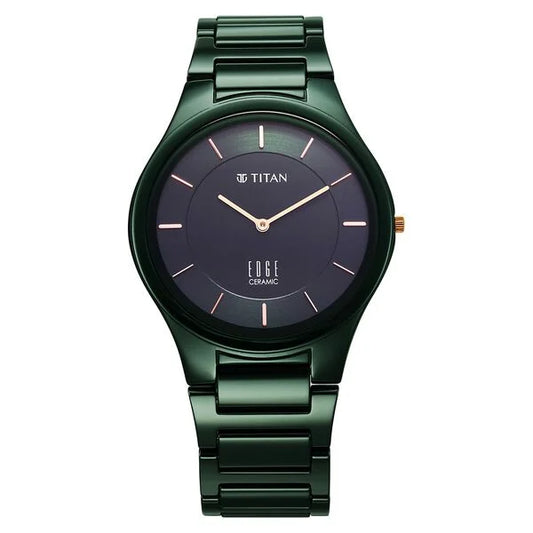 Titan Edge Ceramic Quartz in Glossy Green Dial Men's Watch NT1696QC06