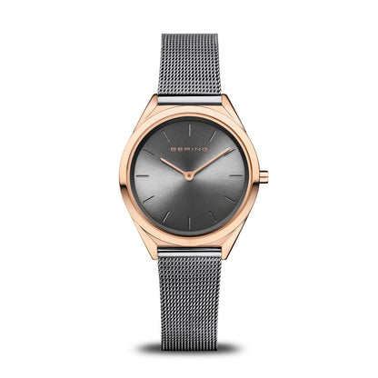 Bering Ultra Slim Grey Dial Watch With Bracelet For Women 17031-369-GWP190