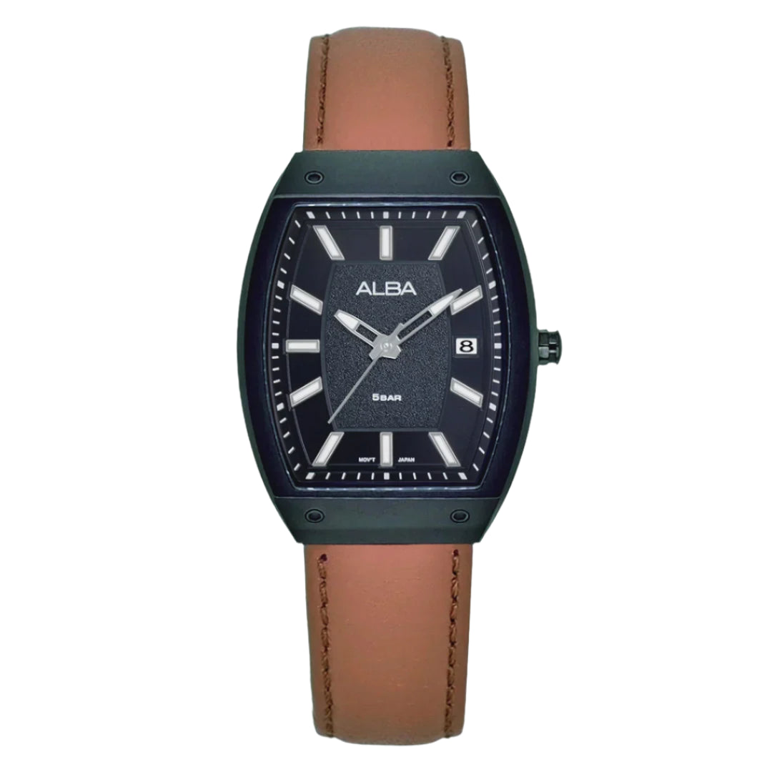 ALBA Stardust Black Dial With brown leather strap Men's Watch - AG8N19X1