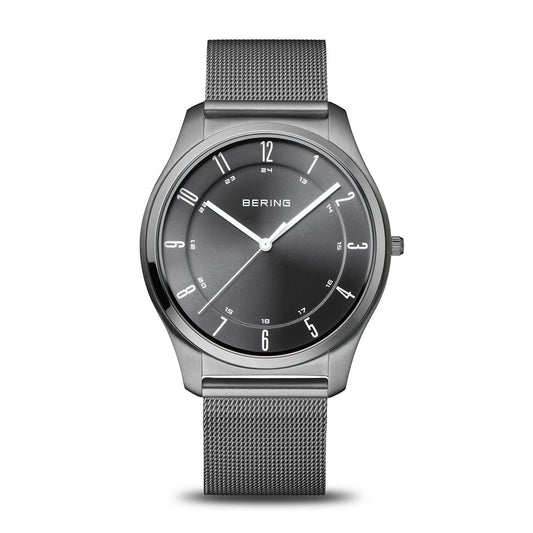Bering Ultra Slim Grey Dial Analog Stainless Steel Men Watch 18340-377
