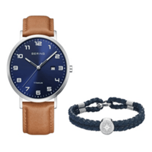 Bering Classic Blue Dial Analog Watch With Bracelet For Men 18640-567-01