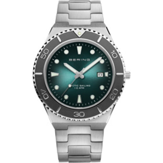 Bering Classic Arctic Sailing Green Dial Analog Men Watch 18940-708