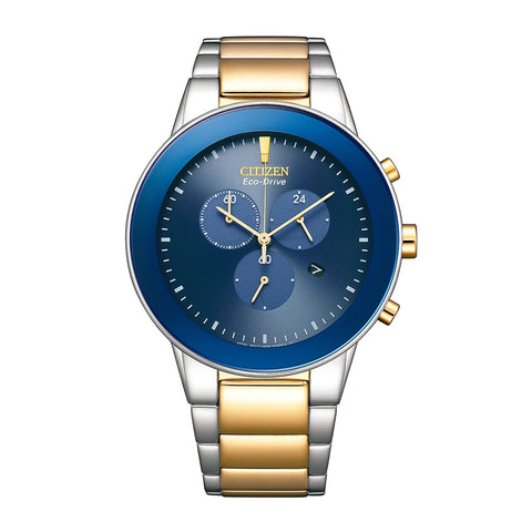 Citizen Eco-Drive Blue Dial Dual Tone Bracelet Men's Watch - AT2244-84L - Buy Now at Sai Creations Watches