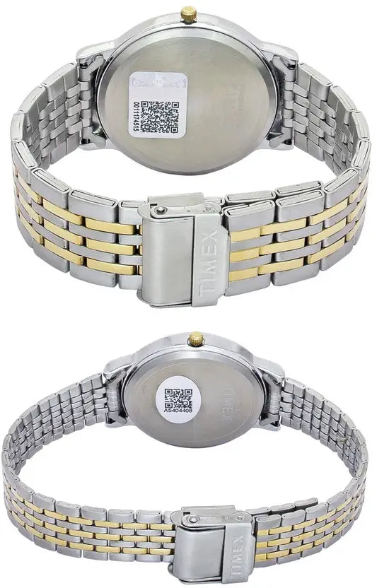 Timex Quartz Beige Dial Analog Stainless Steel Couple Watch TW00PR329