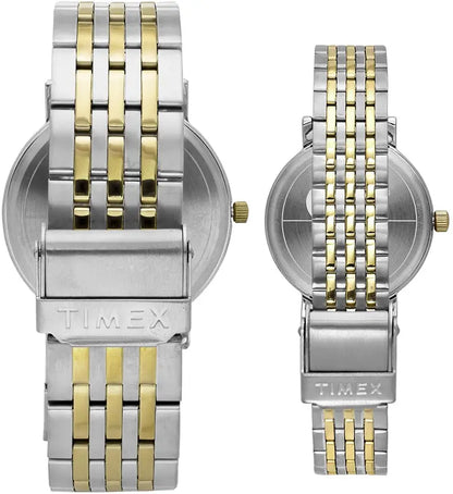 Timex Quartz Beige Dial Analog Stainless Steel Couple Watch TW00PR329