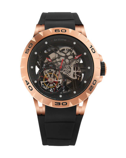 Britime Crescent Black Dial With Silicon Strep Multifunction Automatic Men's Watch - 227-P40406