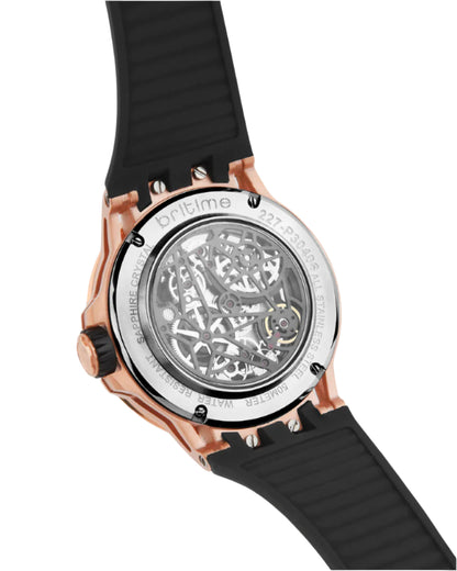 Britime Crescent Black Dial With Silicon Strep Multifunction Automatic Men's Watch - 227-P40406
